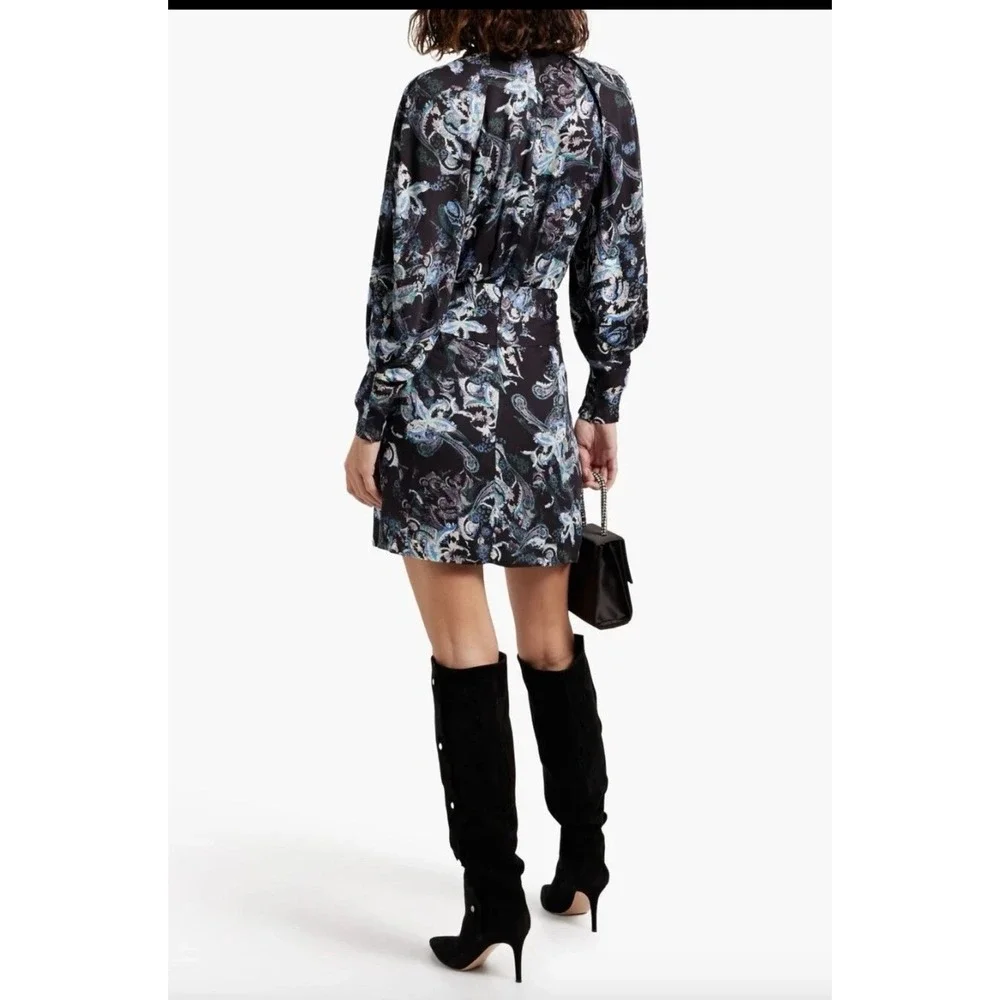 IRO Paris‎ Camolla Faux Wrap Dress Black Womens Size 32 US 0 - Picture 4 of 10